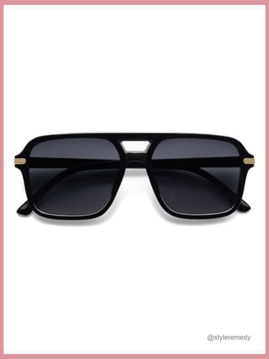 Retro Square Aviator Sunglasses with UV400 Protection main image 5